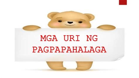 Mga uri ng pagpapahalaga .
